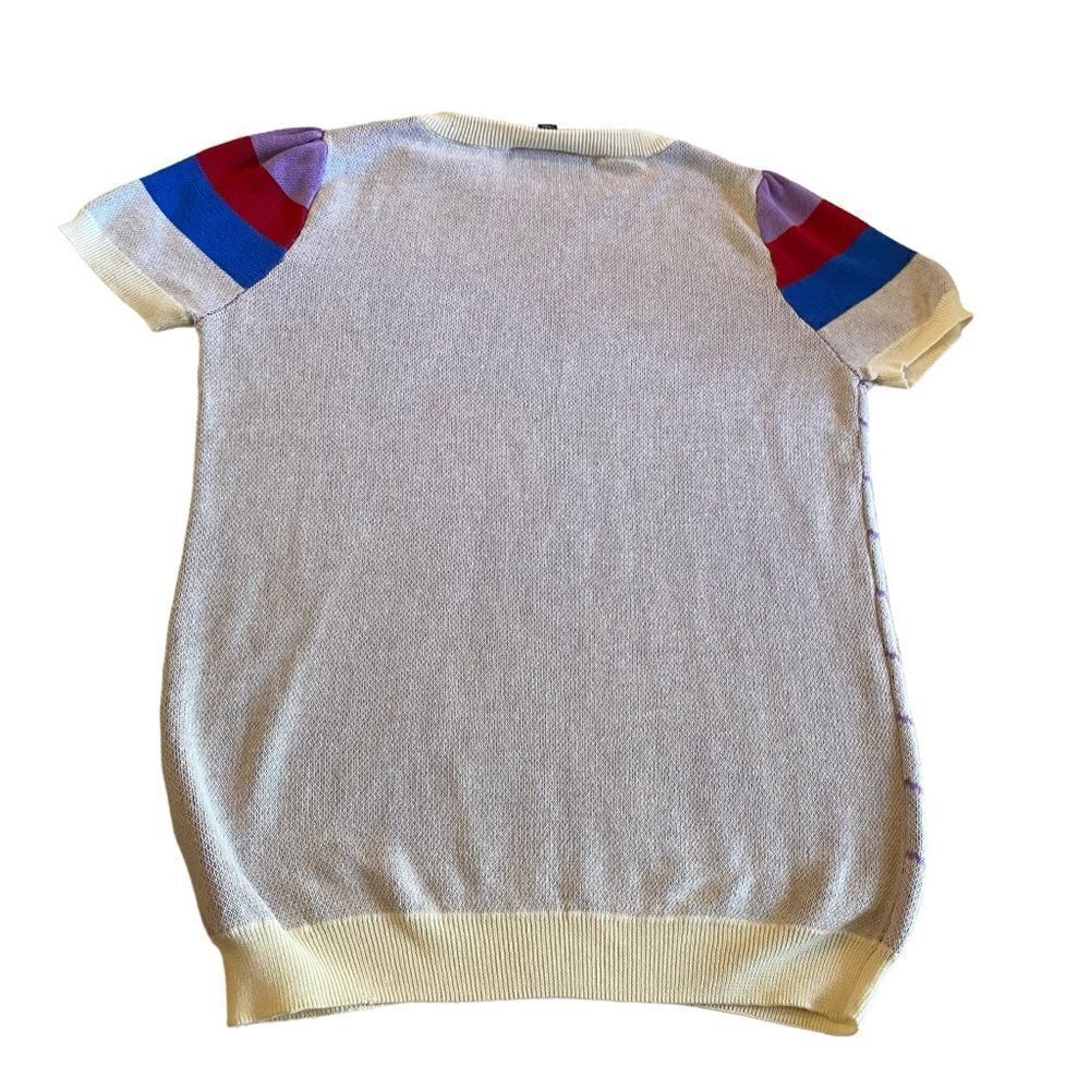 NWOT White Modcoth Chevron Pattern Cap Sleeve Sweater - Picture 7 of 12